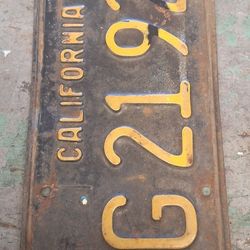 Old California Black And Yellow  Licence Plate 