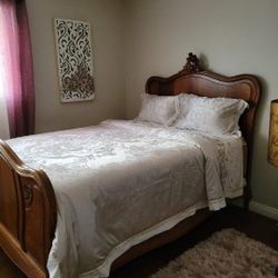 Vintage  French Provincial Wood Bed Frame