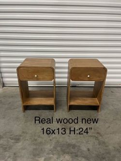 Antique look real wood  two same nightstands