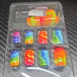 24pcs Tie Dyed Medium/short Press-on Nails 