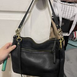 Black Coach Pebbled Leather Crossbody Bag 