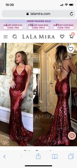 Red sequin prom gown