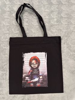 Chucky Mugshot Graphic Black Tote Bag