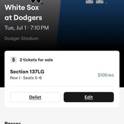White Sox Vs Dodgers 7-1-25 @ 7:10 Pm