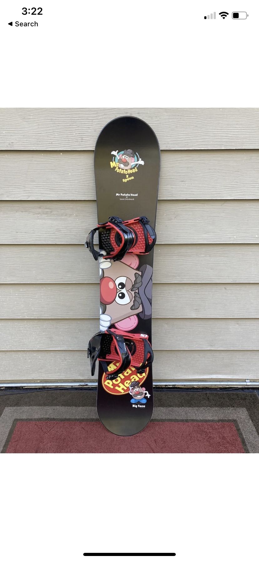 Used ONCE SPOON Mr Potato Head 146 cm Snowboard w/ USED Burton