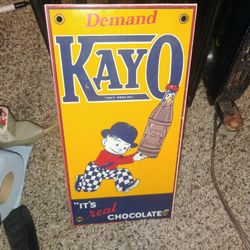 Vintage Porcelain Kayo Chocolate Drink Sign 