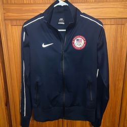 Nike USA Olympic Team Blue Full Zip Flag Patch Jacket Women Size M READ DETAILS!