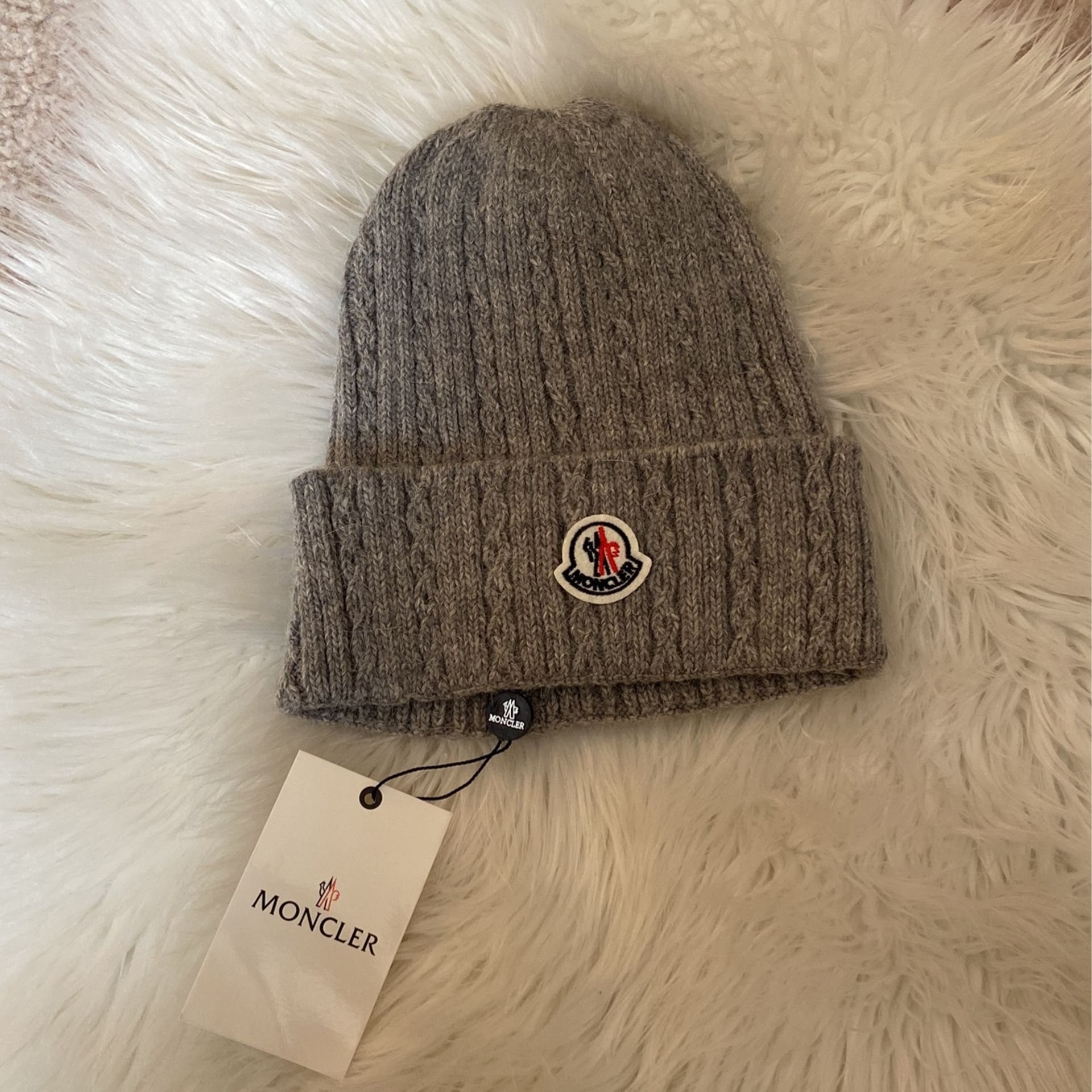 Gray Moncler Beenie Hat