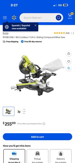 RYOBI 18v Cordless Chop Saw