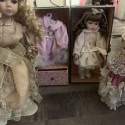 3 porcelain dolls