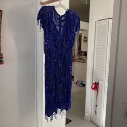 Colbolt Blue  Knee Length Dressy Beaded Sequin Exquisite 8-10 Dress