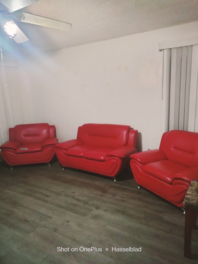 Five Piece Leather  Living Room Set
