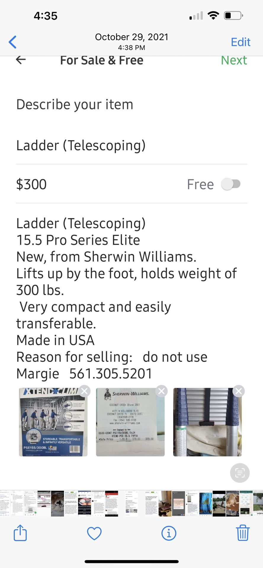 Sherwin-Williams telescoping ladder