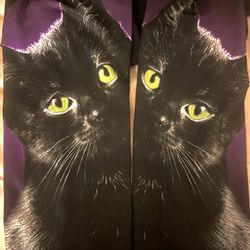 AWAKE XL black cat kitten polyester purple leggings joggers halloween