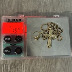 10k Rope Chain & Cross Pendent 