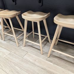 Solid Wood Bar Stools (Set Of 4)