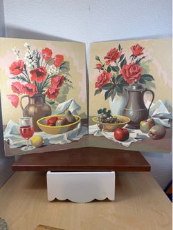 Set of 2 vintage paint by number pictures from the 1960s