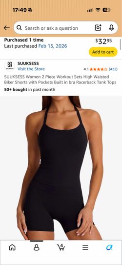 Amazon XL black shorts & racerback top gym set