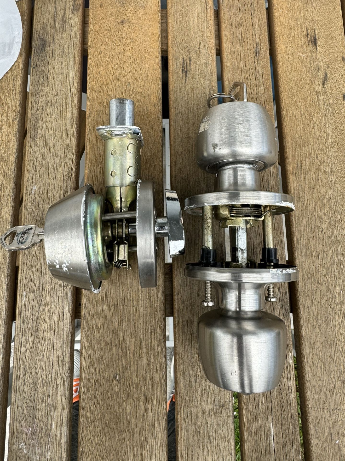 Deadbolt Lock And Door Handle Top And Bottom