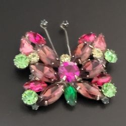 Vintage Rhinestone Butterfly Brooch
