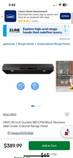 Shop VIKIO VIKIO 30 inch Ducted 380-CFM Black Stainless steel Under Cabinet Range Hood