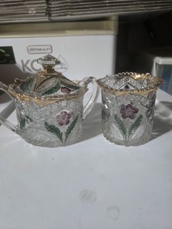 Vintage Pressed Glass Sugar and Creamer Set