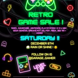 Follow @garage_gamer  ( Video Game Sale ! ) 12/6 !