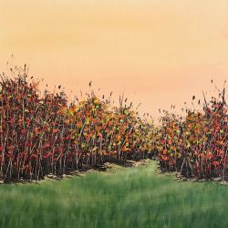 Autumn Sundown By Deb Bossert Artworks 8" x 8" Original Acrylic Painting