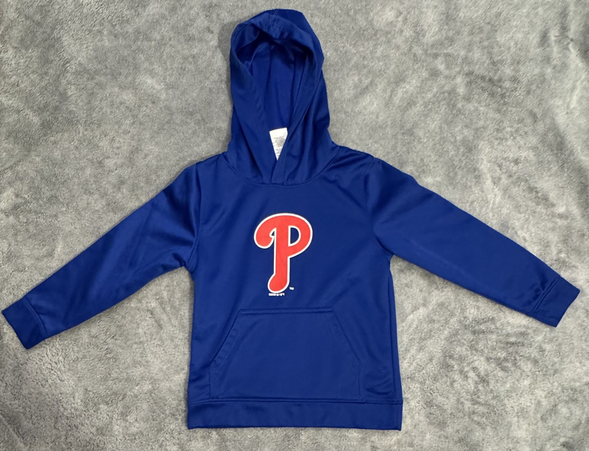 Child Sz7 L Philadelphia Phillies Logo Royal Blue Fleece Pullover Hoodie 14x19