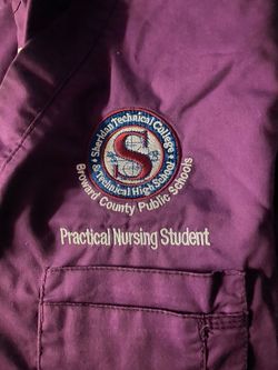 Sheridan tech LPN purple scrubs/ uniform XS x3 pairs.