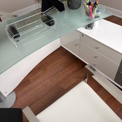 Beautiful White Glass Top Desk With Drawers From El Dorado Furniture. 