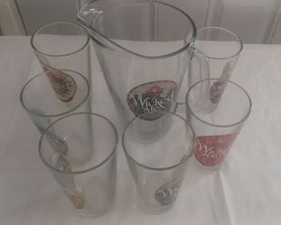 Pete's Wicked Ale Glass Pitcher and Six Pint glasses