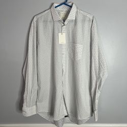 Billy Reid John T Button Down Shirt Mens XXL White Diamond