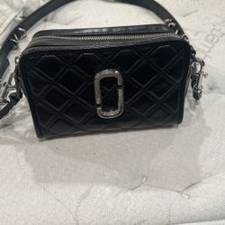 NWT Marc Jacobs Black Quilted Softshot 21 Camera Crossbody Bag Purse