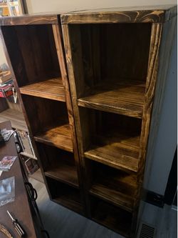 Lot Of 2 Vinyl/ Book Shelves Hand Made Wooden