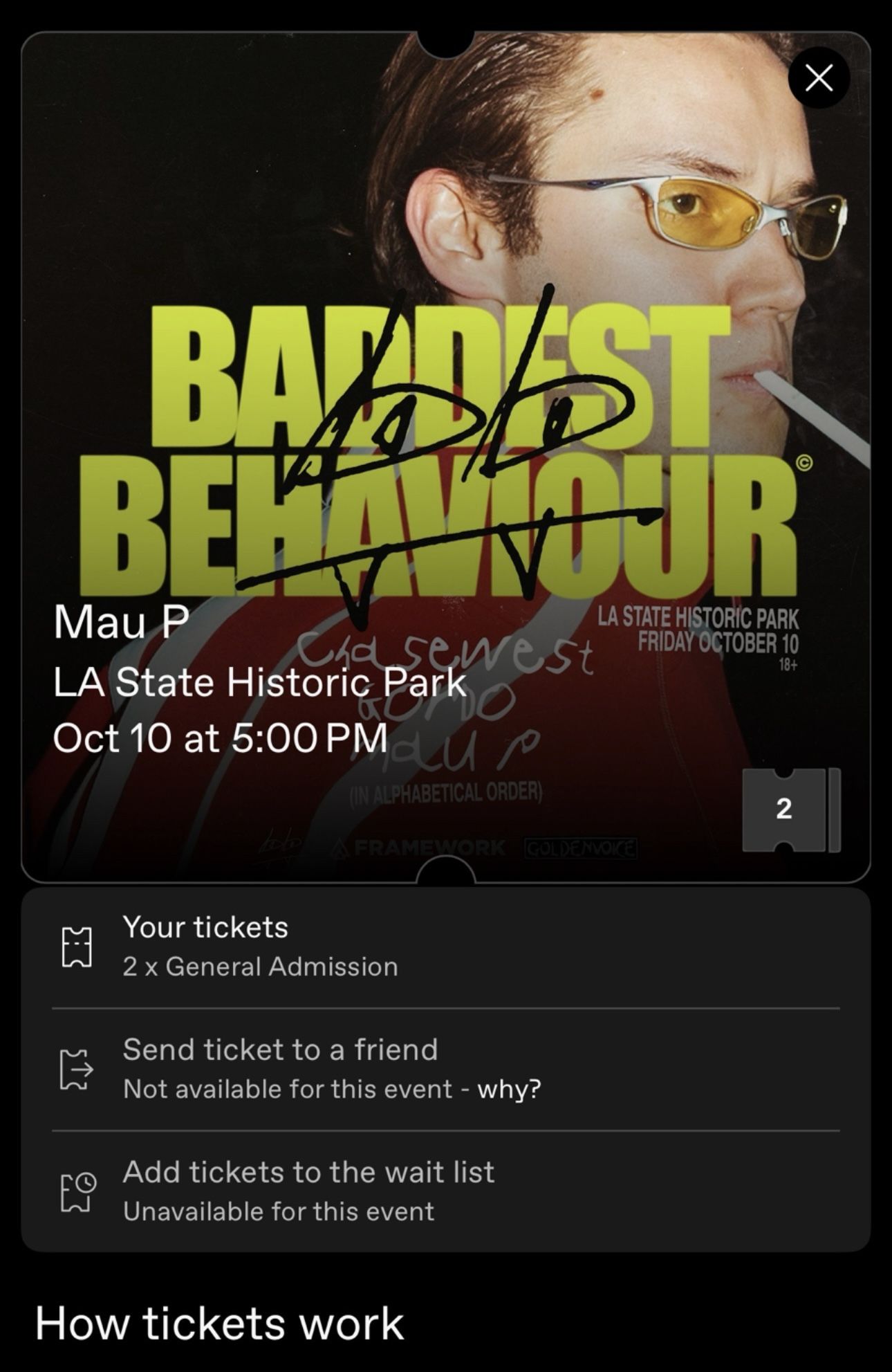 Mau P Tickets