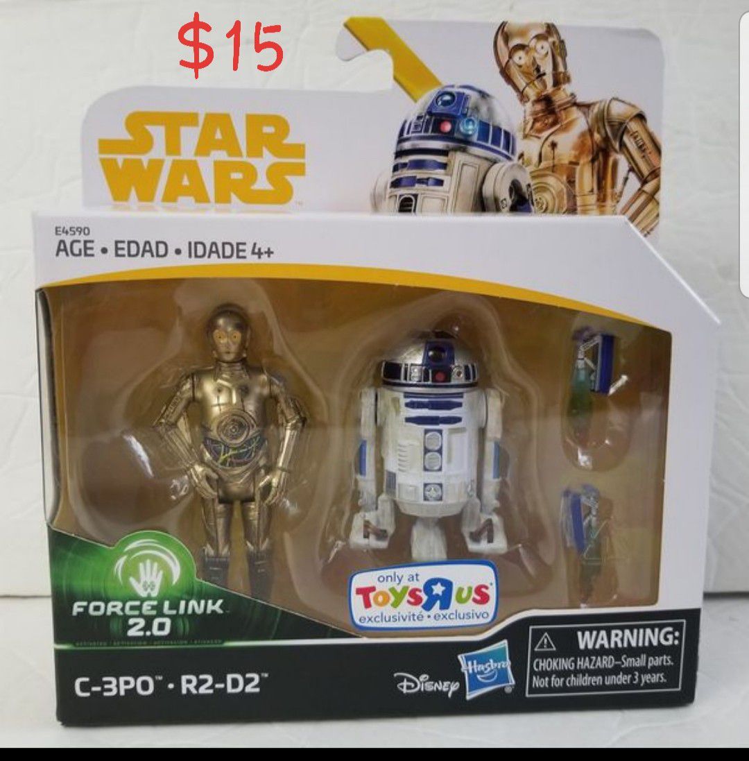 C-3PO & R2-D2 Star Wars Force Link 2.0 Toys R Us exclusive Hasbro action figure NEW