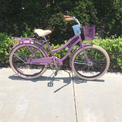 24” Huffy Nel Lusso Ladies/Girls Lavander Beach Cruiser 
