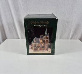 Vintage 1995 Dickens Keepsake Porcelain Lighted Church Christmas Village w/ Box