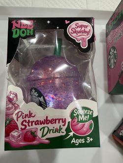 Nee Doh Pink Strawberry Drink Squishy Toy