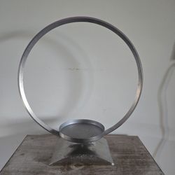 Large Silver Metal Halo Candle Holder 17.5" Tall 15.75" Wide 5.75" Deep Base