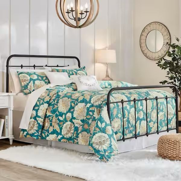 StyleWell Dorley Farmhouse Black Metal King Bed Frame