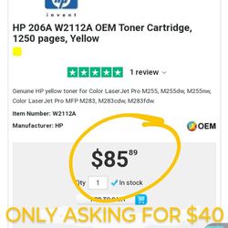 YELLOW 206A•HP LaserJet Printing Ink Toner Cartridge (OEM)