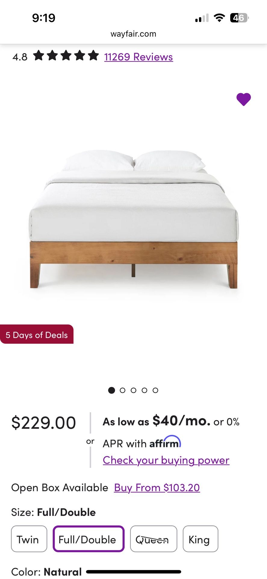 Full/Double Bed Frame, Brand New