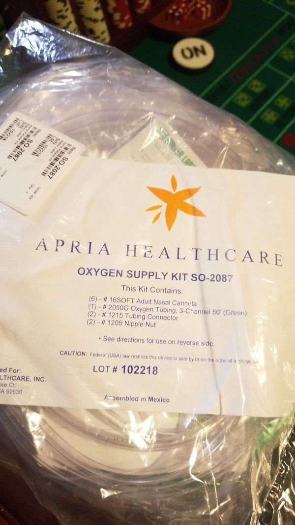 Apria Healthcare oxygen supply kit SO2089 Adult nasal cannula tubing