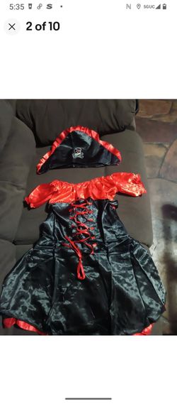 Pirate costume dress and hat size small 