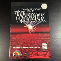 Beware the Ultimate Evil of Warlock Manual for Super Nintendo