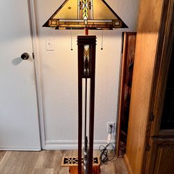 Robert Louis Tiffany Walnut Mission Floor Lamp
