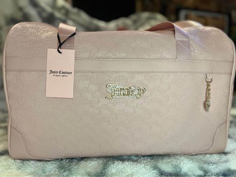 Juicy Couture Heartless Weekender Duffle Bag in Pink Diamond.