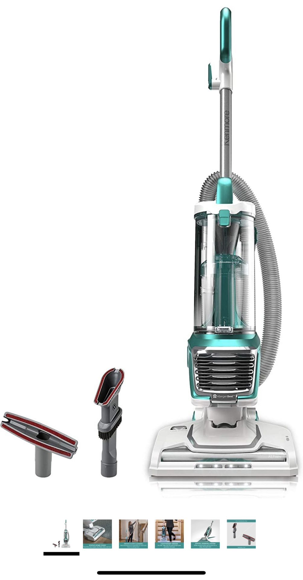 Kenmore DU2012 Bagless Upright Vacuum 2-Motor Power Suction Lightweight Carpet Cleaner with 10’Hose, HEPA Filter, 2 Cleaning Tools for Pet Hair, Hardw